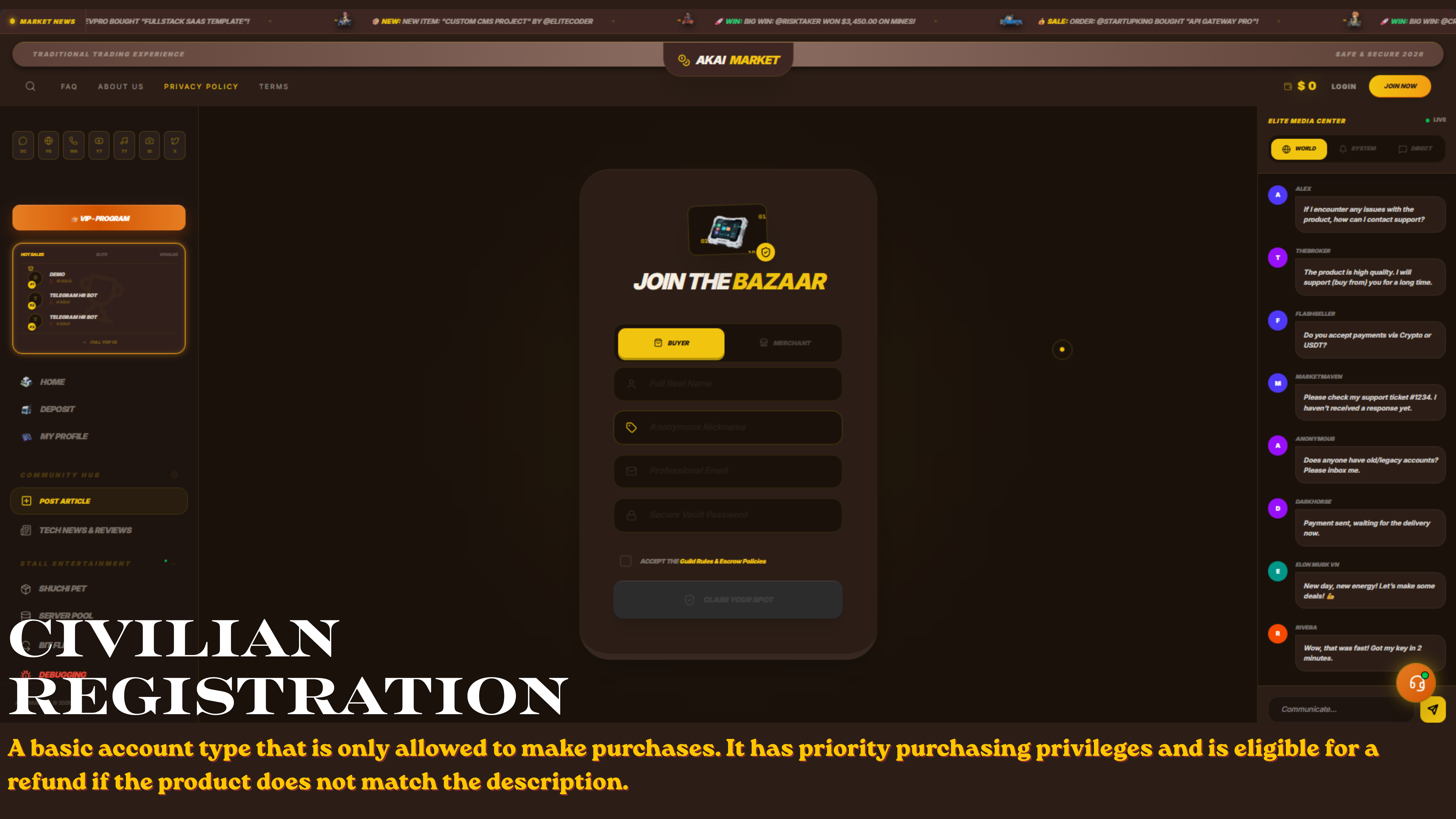 Akai Market Platform Interface Preview